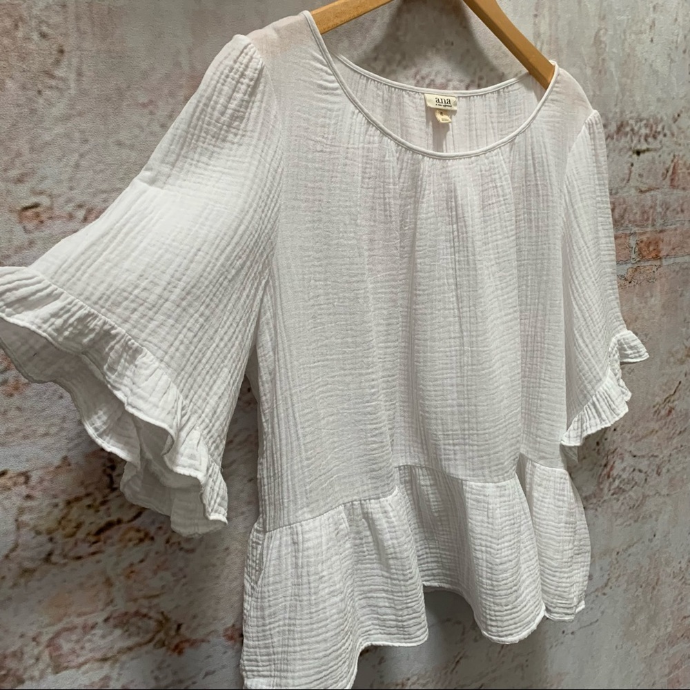 Boho Ruffled Lagenlook White Top - Picture 2 of 6